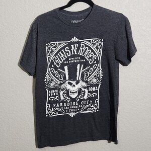 Guns N Roses Shirt Womens Small Gray Paradise City Band Tee Rock Bravado Graphic